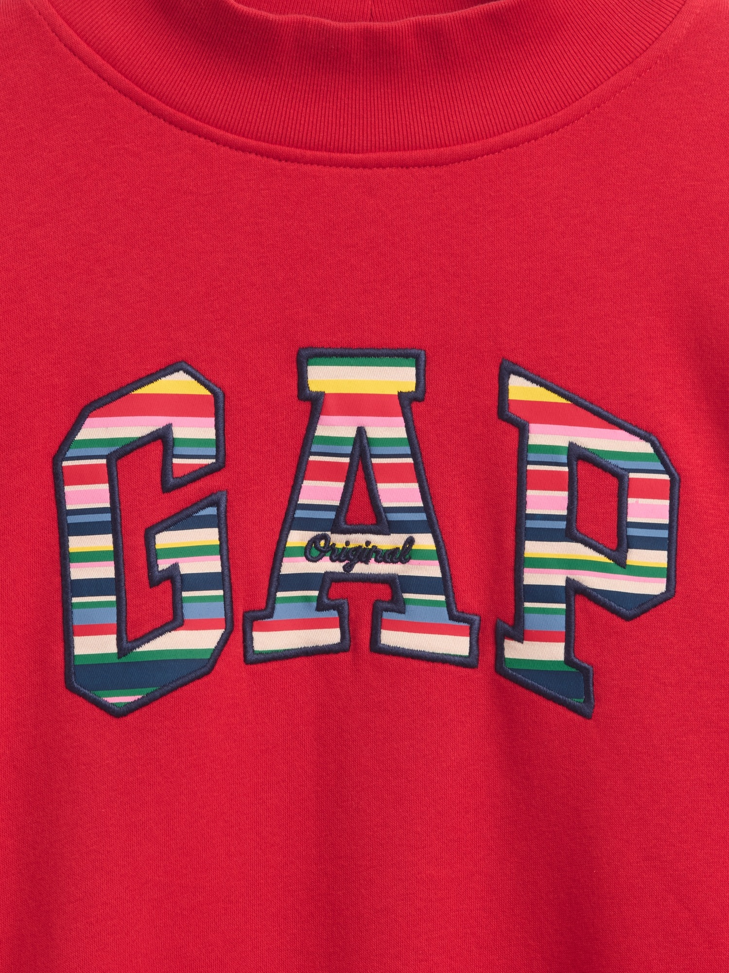 Женская толстовка Gap VintageSoft Oversized Happy Stripe Logo Mockneck, цвет: Красный — фото 4