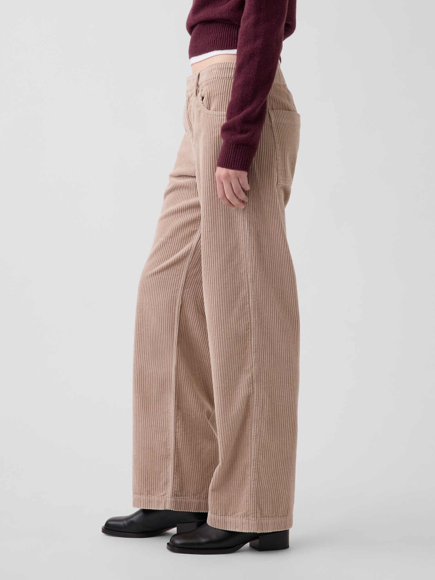 Женские брюки Gap Low Rise Corduroy '90s Loose, цвет: Бежевый — фото 3