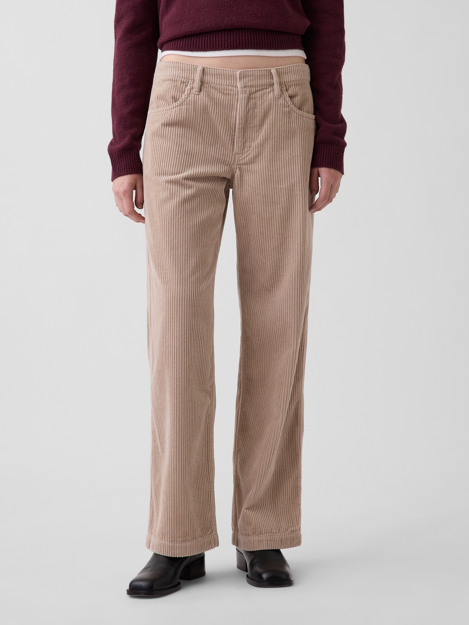 Женские брюки Gap Low Rise Corduroy '90s Loose, цвет: Бежевый — фото 2
