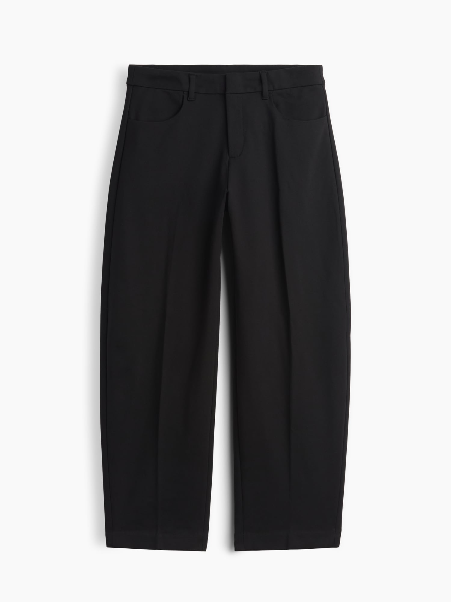 Gap Mid Rise Double Knit Barrel Pants In Black