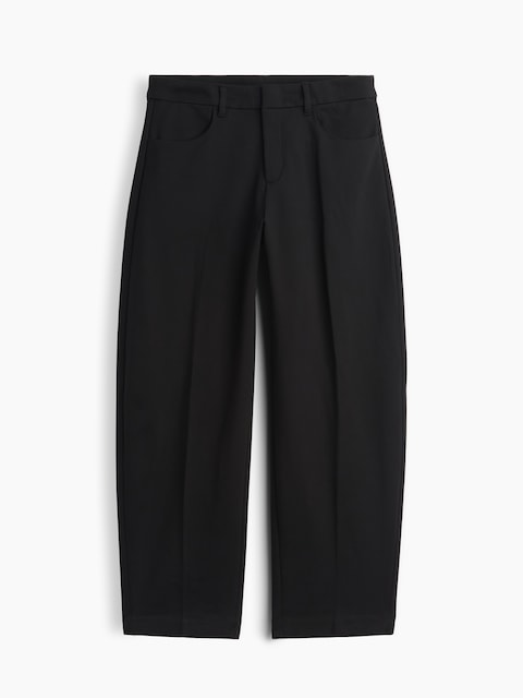 Mid Rise Double Knit Barrel Pants