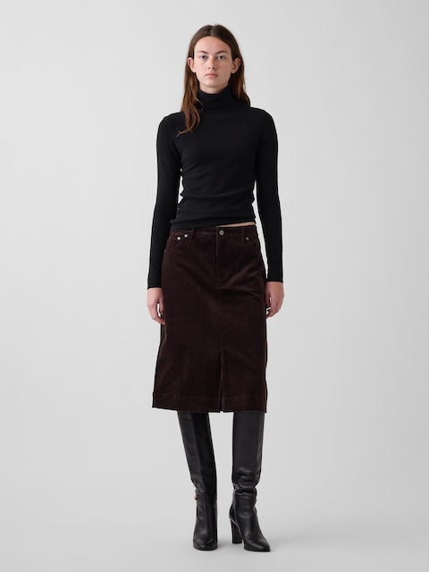 Corduroy Knee-Length Skirt