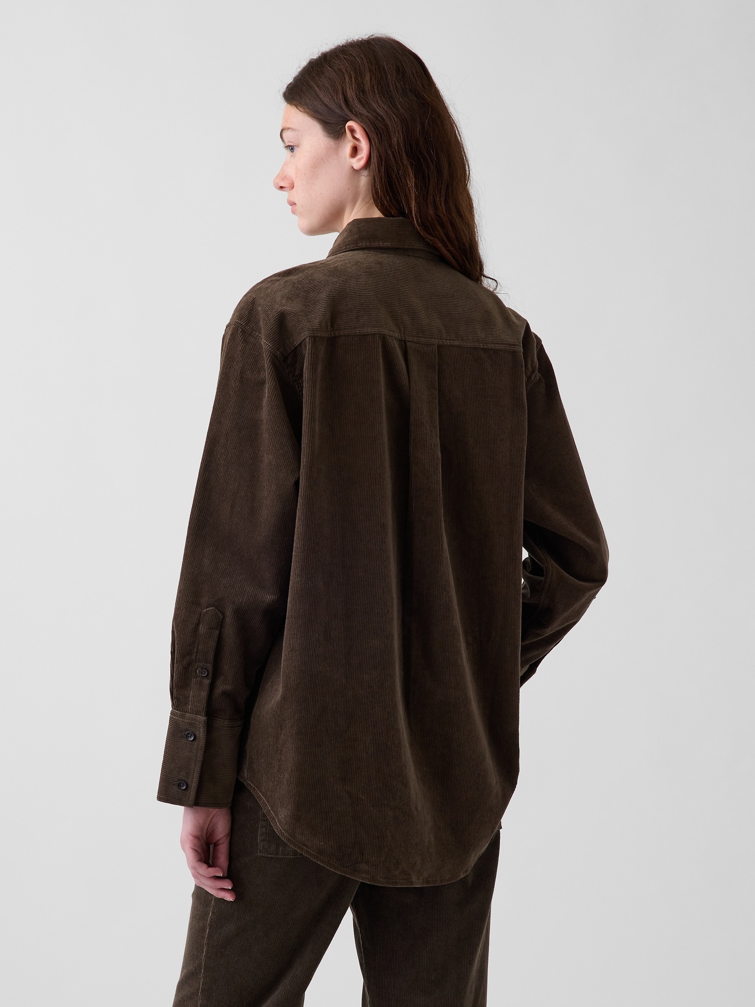 Женская рубашка Gap Corduroy Big, цвет: Зелёный — фото 3