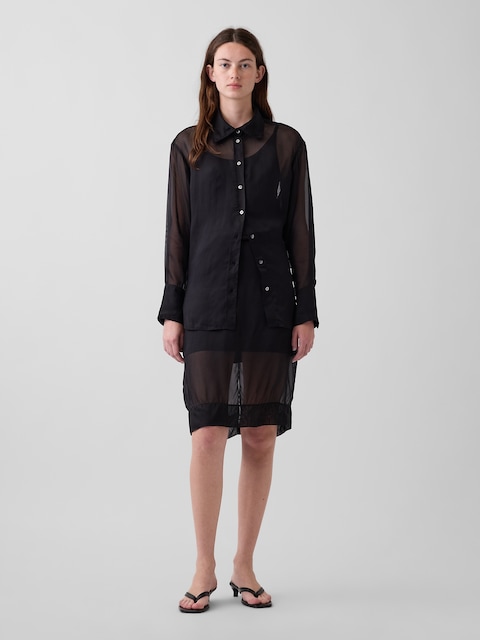 Sheer Organza Knee-Length Skirt