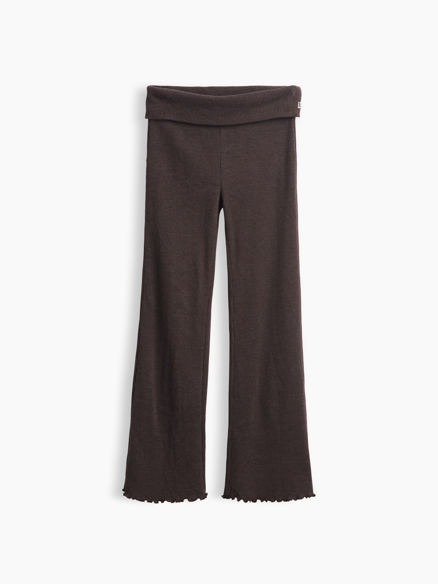 Gap Kids Waffle Foldover Flare Leggings In Brown