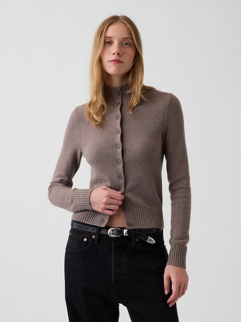 CashSoft Mockneck Cardigan Sweater