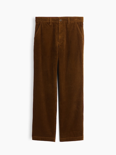 Corduroy Flat Front Loose Trousers