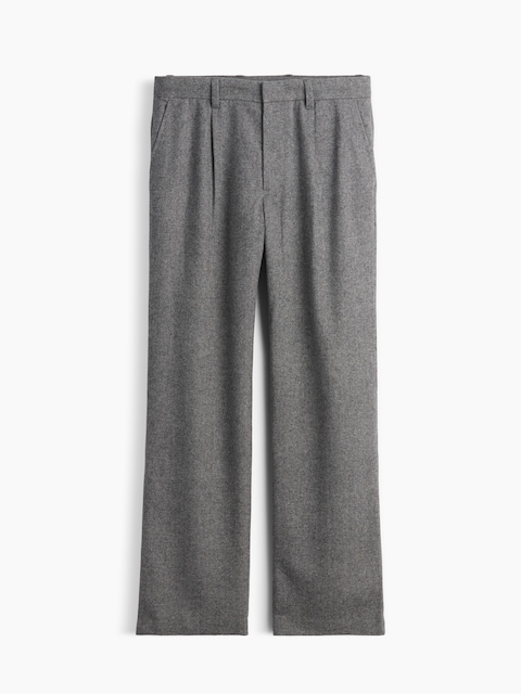 Wool-Blend Loose Pleated Trousers