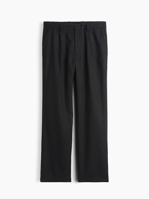 Wool-Blend Loose Pleated Trousers