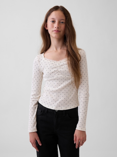 Kids Lace-Trim Sweetheart Rib T-Shirt