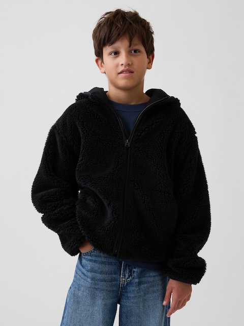 Kids Sherpa Hooded Zip Jacket