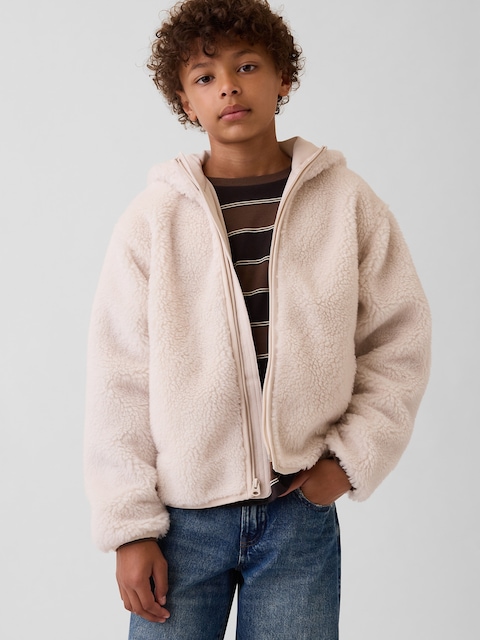 Kids Sherpa Hooded Zip Jacket