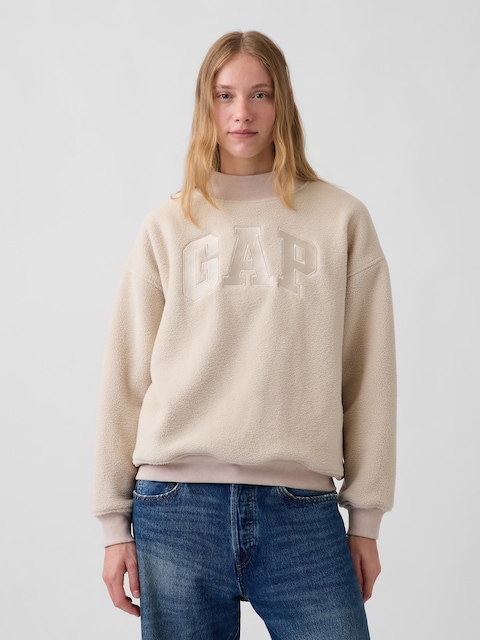 Sherpa Oversized Mockneck Logo Sweatshirt