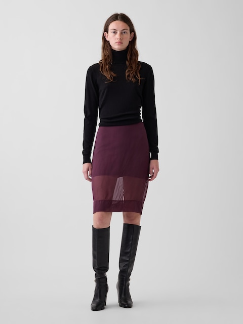Sheer Organza Knee-Length Skirt