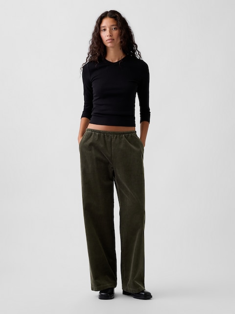 Corduroy Easy Wide-Leg Pants