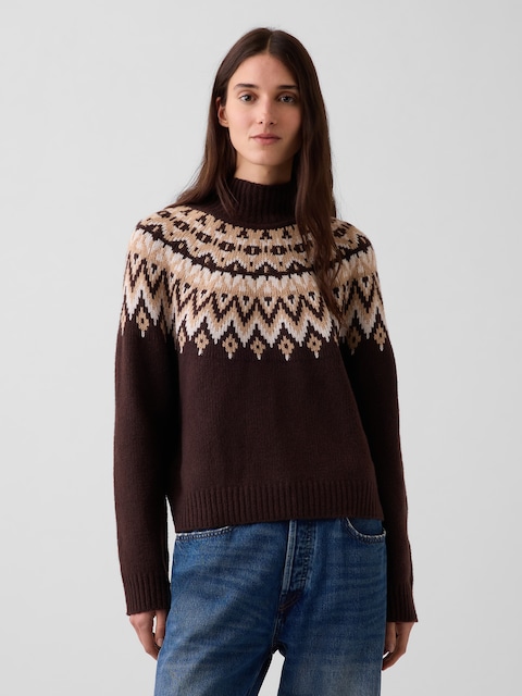 CashSoft Fair Isle Mockneck Sweater